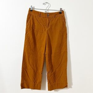 Garnet Hill Women’s Wide Leg Skinny Wale Corduroy Pants Orange Burnt Gold Orange